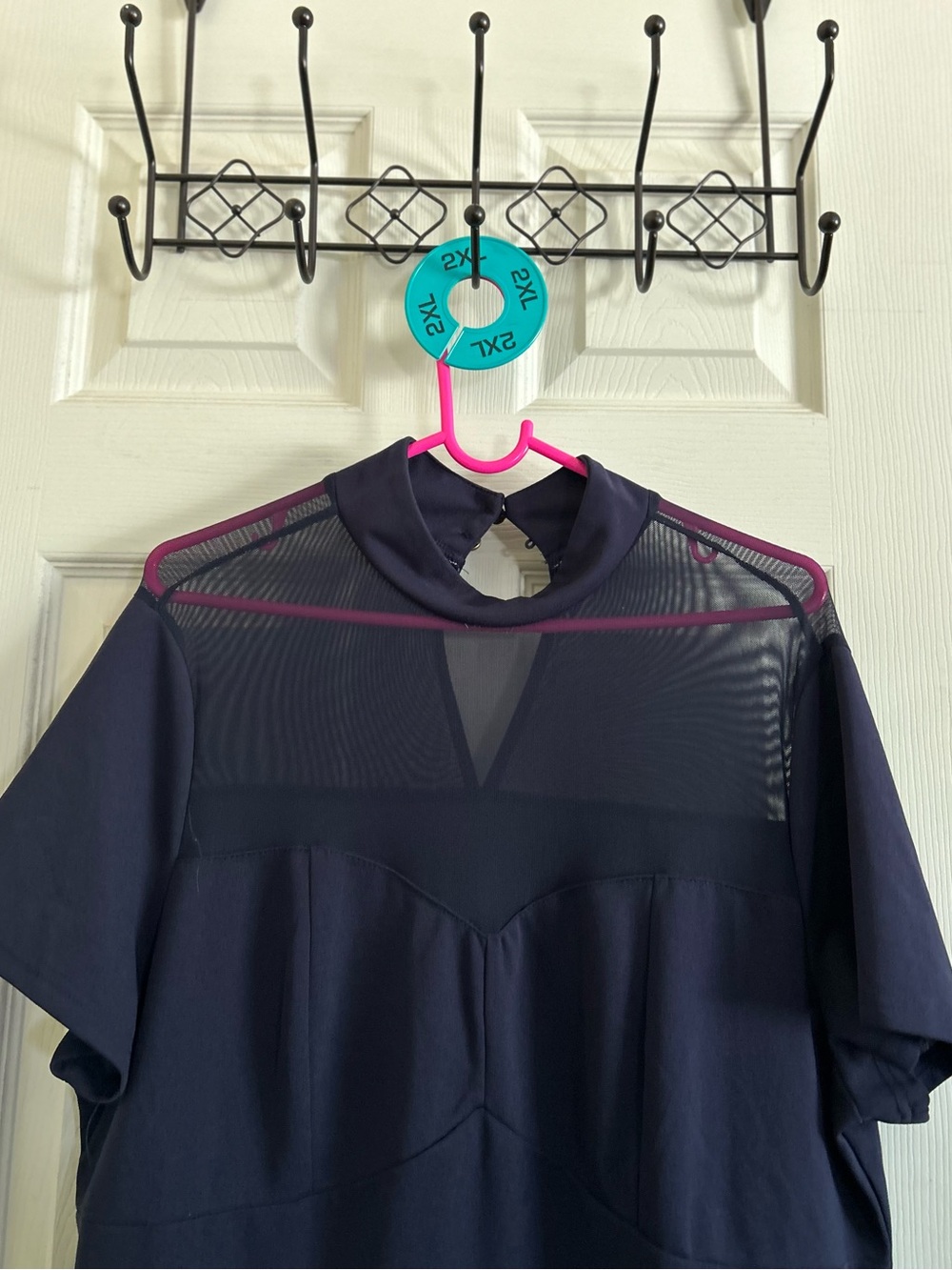 Plus size 2XL. Target Navy Blue Short-Sleeve Mesh Yoke Dress